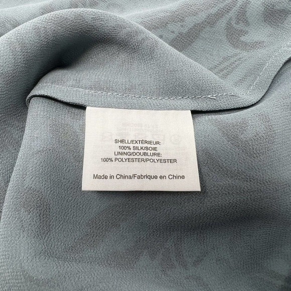 Tory Burch 100% Silk Wallpaper Floral Keyhole Frill Blouse Top Blue Size 4 - Picture 9 of 13